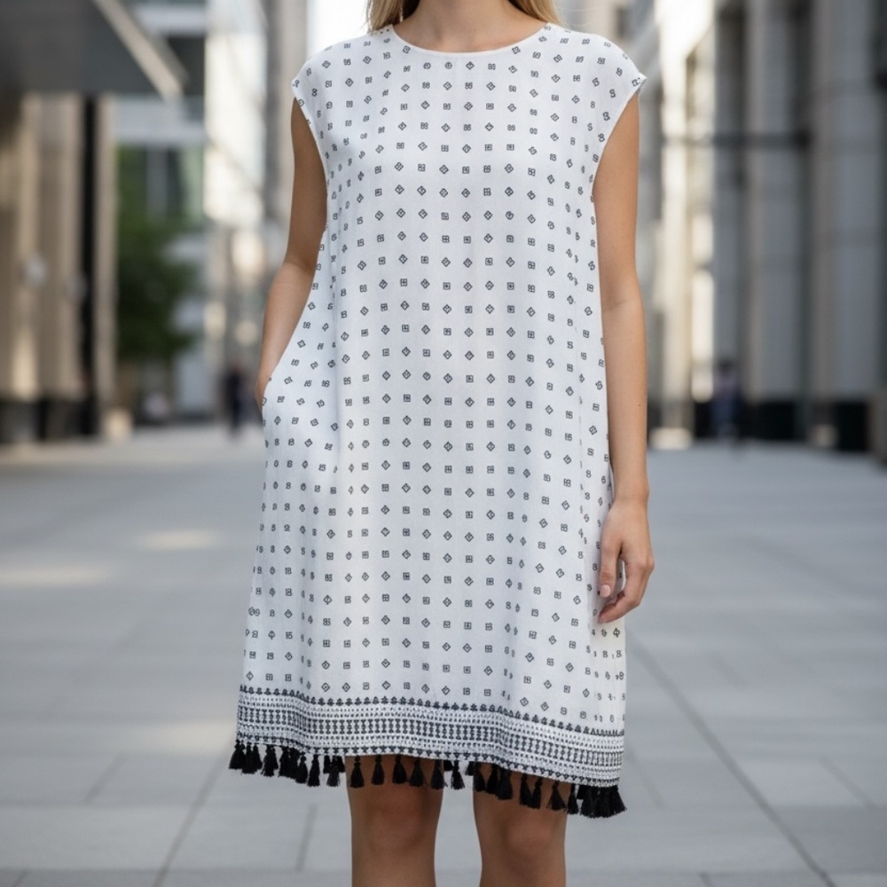 Madewell Scatterblock Tassel Dress Size XS Oversized Boho Style #F3390